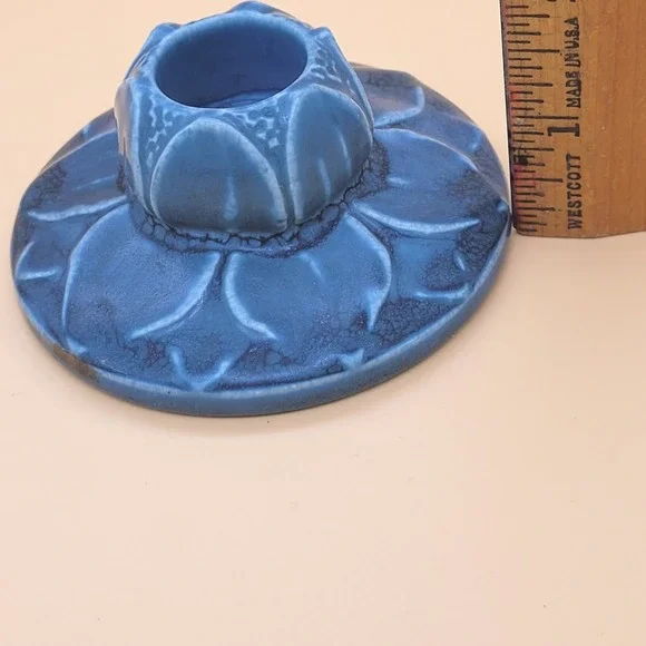 Antique Rookwood Pottery Lily Pad Candlestick Pair #2311 Blue circa 1923 - Picture 13 of 13